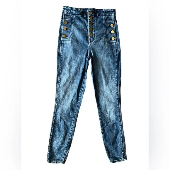 J Brand High-Waisted Sailor Button Jeans, Size [24], Blue Wash, Natasha - Picture 3 of 13